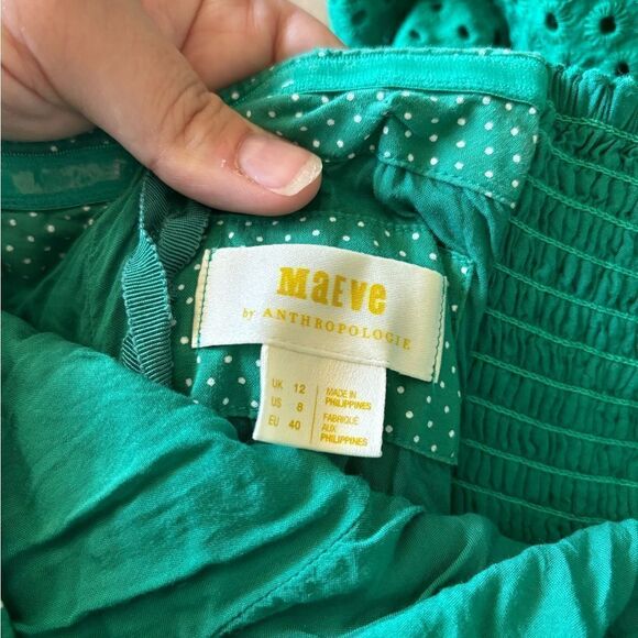 Maeve by Anthropology long green eyelet strapless dress size 8 - Picture 2 of 12